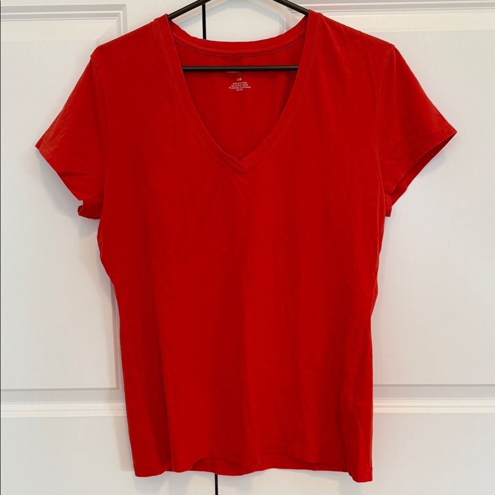 Banana Republic Vibrant Orange V-Neck Tee